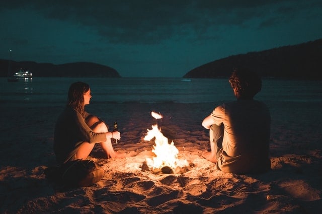 Campfire on beach in Australia