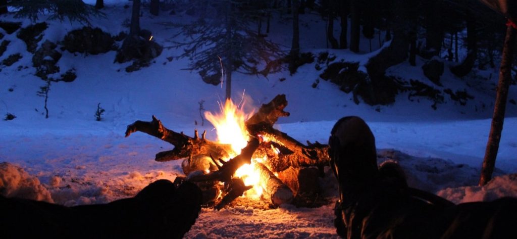 Campfire in snow